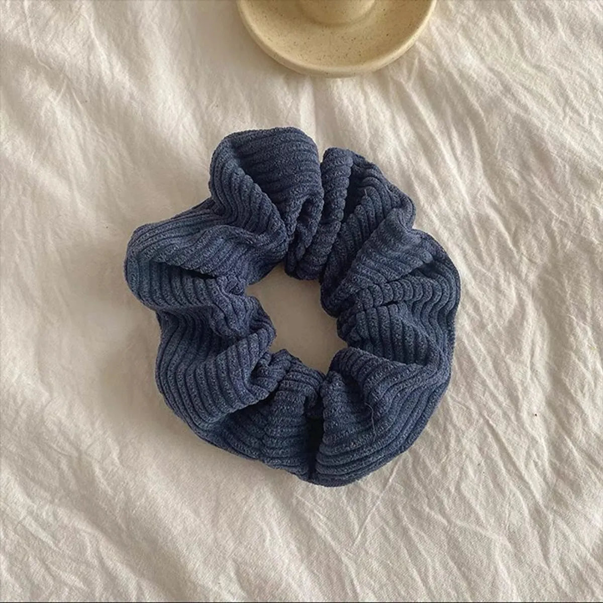 Vintage Style Stripe Solid Color Corduroy Hair Tie