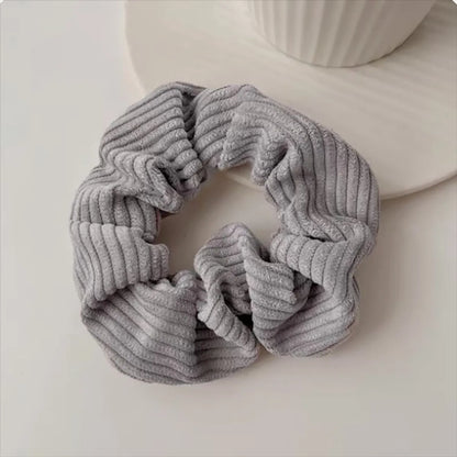 Vintage Style Stripe Solid Color Corduroy Hair Tie