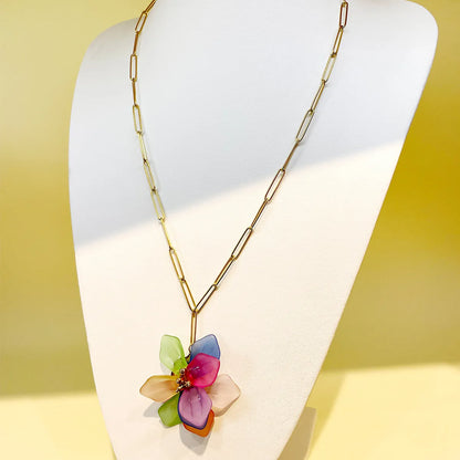 Vintage Style Sweet Simple Style Flower Stainless Steel Plating Gold Plated Pendant Necklace