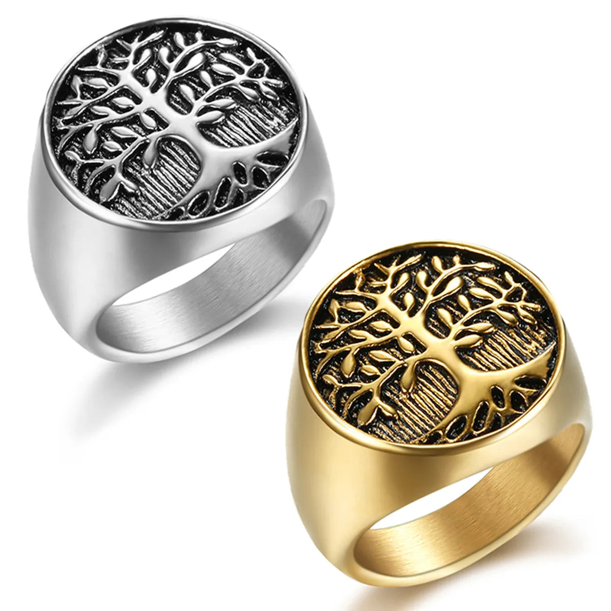 304 Stainless Steel Vintage Style Plating Tree Rings