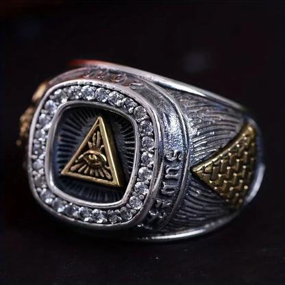 Vintage Style Triangle Devil'S Eye Alloy Men'S Open Rings