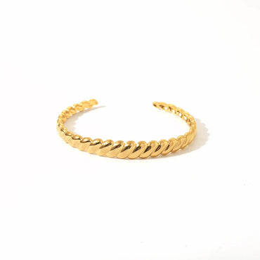 Vintage Style Twist Stainless Steel Plating 18k Gold Plated Bangle