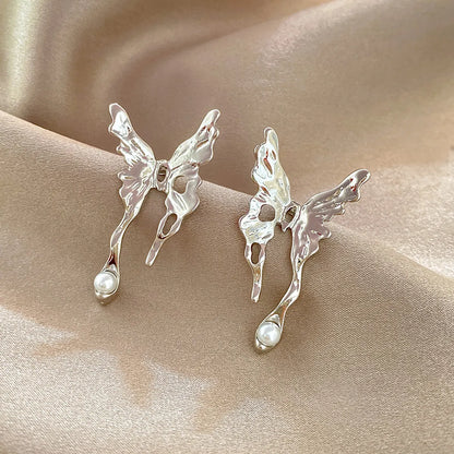 Vintage Style Vacation Simple Style Butterfly Alloy Irregular Plating Silver Plated Women's Ear Studs