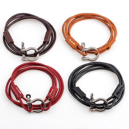 Vintage Style Vacation Solid Color Alloy Leather Woven Belt Men's Wristband