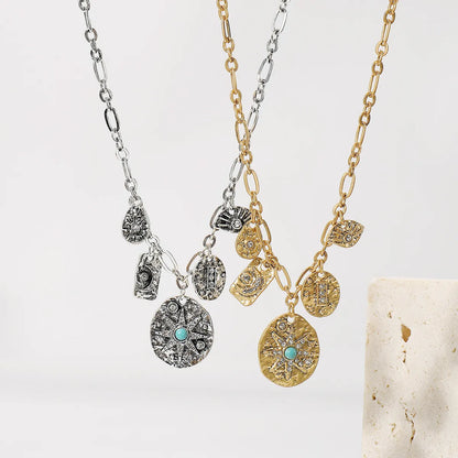 Vintage Style Vacation Star Moon Alloy Natural Stone Women'S Pendant Necklace