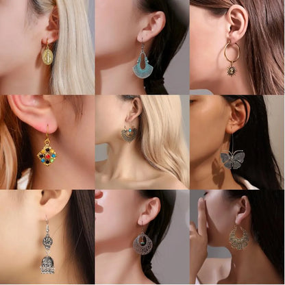 Vintage Style Vacation Streetwear Water Droplets Butterfly Alloy Metal Brass Plating Inlay Turquoise Rhinestones Zircon Gold Plated Silver Plated Women's Ear Studs Ear Hook