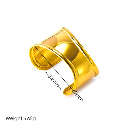 Vintage Style Waves 304 Stainless Steel 18K Gold Plated Bangle In Bulk