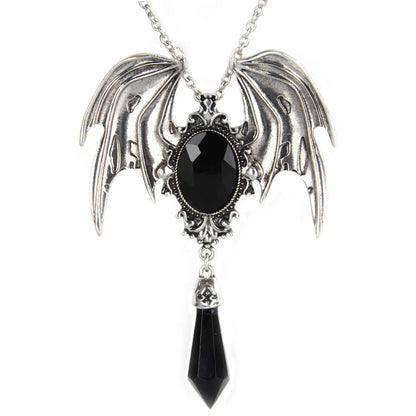 Vintage Style Wings Alloy Plating Inlay Artificial Gemstones Halloween Unisex Necklace Pendant