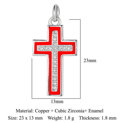 1 Piece Copper Zircon 18K Gold Plated Cross Angel