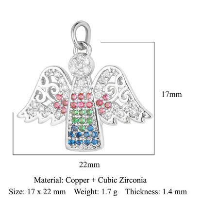 1 Piece Copper Zircon 18K Gold Plated Cross Angel