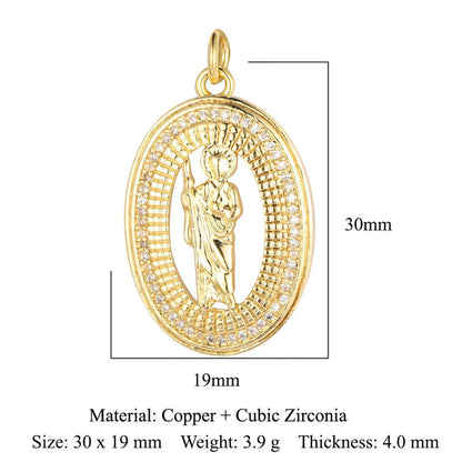 1 Piece Copper Zircon 18K Gold Plated Cross Angel