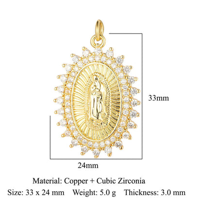 1 Piece Copper Zircon 18K Gold Plated Cross Angel