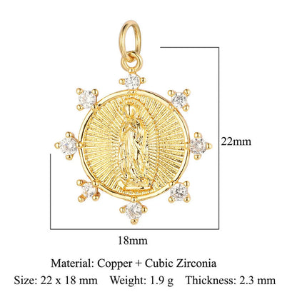 1 Piece Copper Zircon 18K Gold Plated Cross Angel