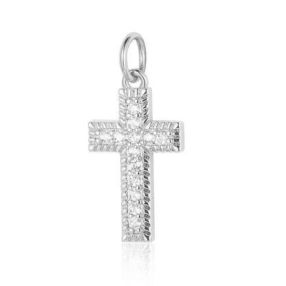 1 Piece Copper Zircon 18K Gold Plated Cross Angel