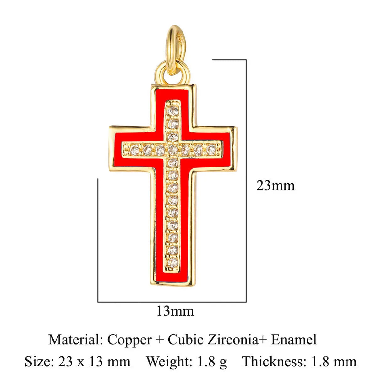 1 Piece Copper Zircon 18K Gold Plated Cross Angel