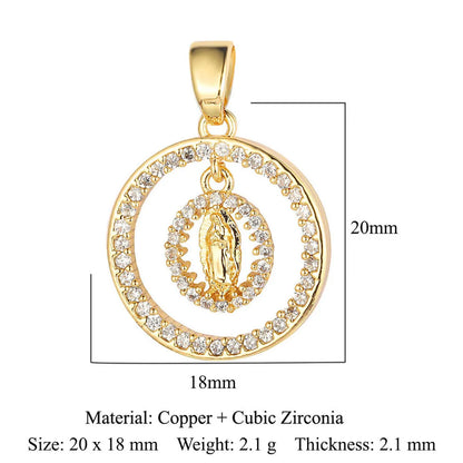 1 Piece Copper Zircon 18K Gold Plated Cross Angel