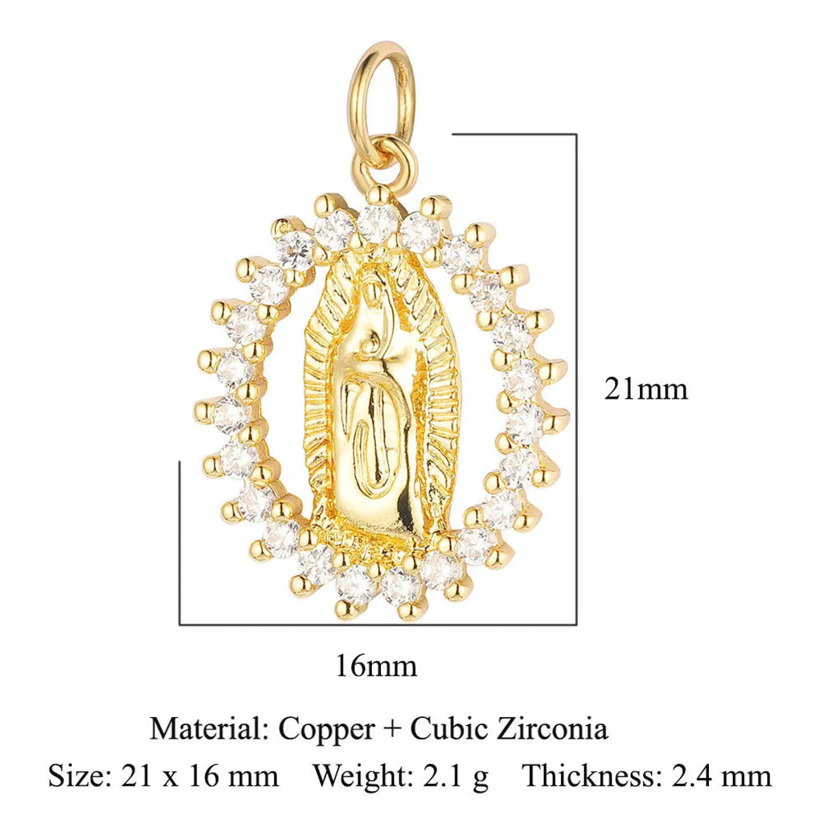 1 Piece Copper Zircon 18K Gold Plated Cross Angel