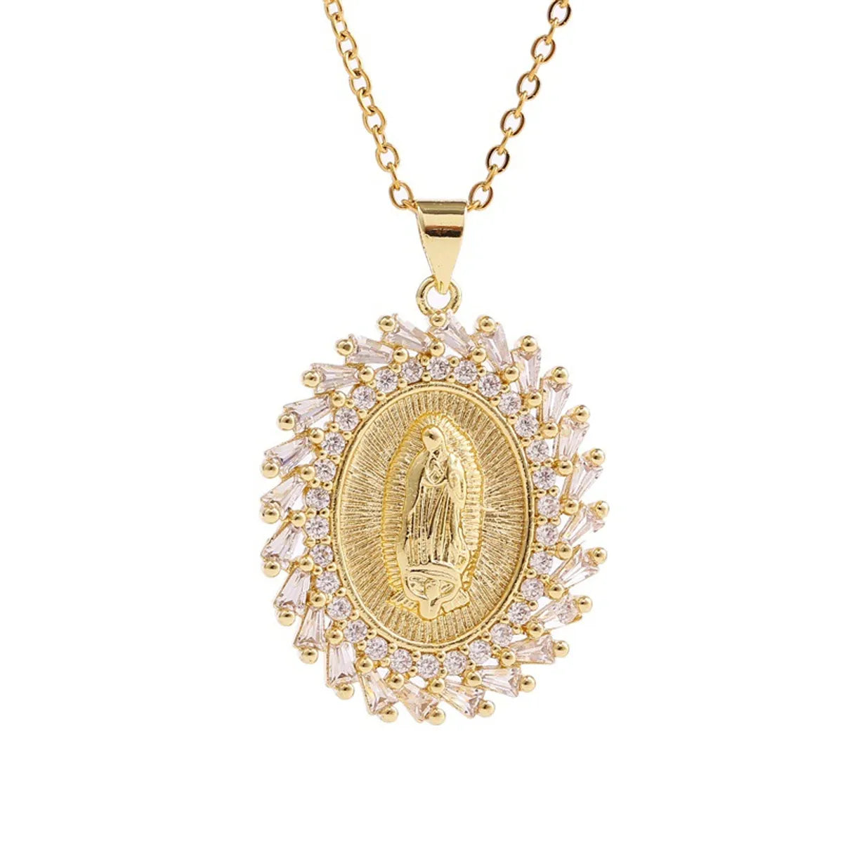 Virgin Mary Pendant Copper Inlaid Zirconium Necklace Wholesale Gooddiy