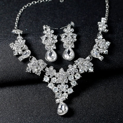 Wedding Geometric Alloy Rhinestones Women'S Earrings Necklace