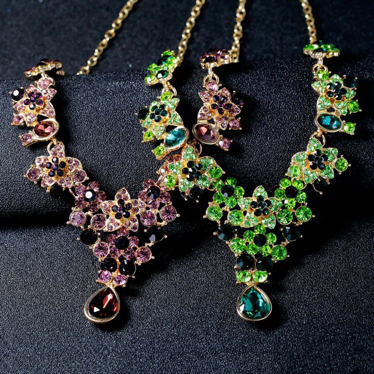 Wedding Geometric Alloy Rhinestones Women'S Earrings Necklace