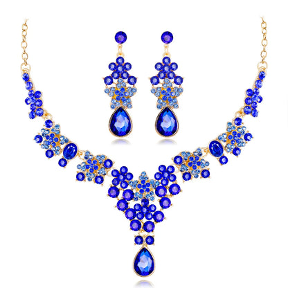 Wedding Geometric Alloy Rhinestones Women'S Earrings Necklace