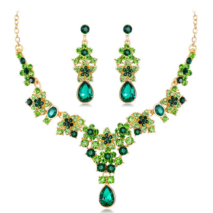 Wedding Geometric Alloy Rhinestones Women'S Earrings Necklace