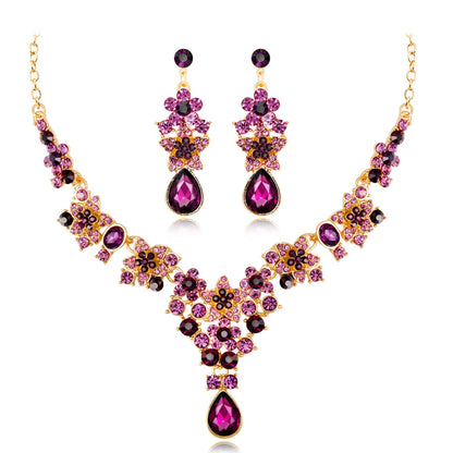 Wedding Geometric Alloy Rhinestones Women'S Earrings Necklace