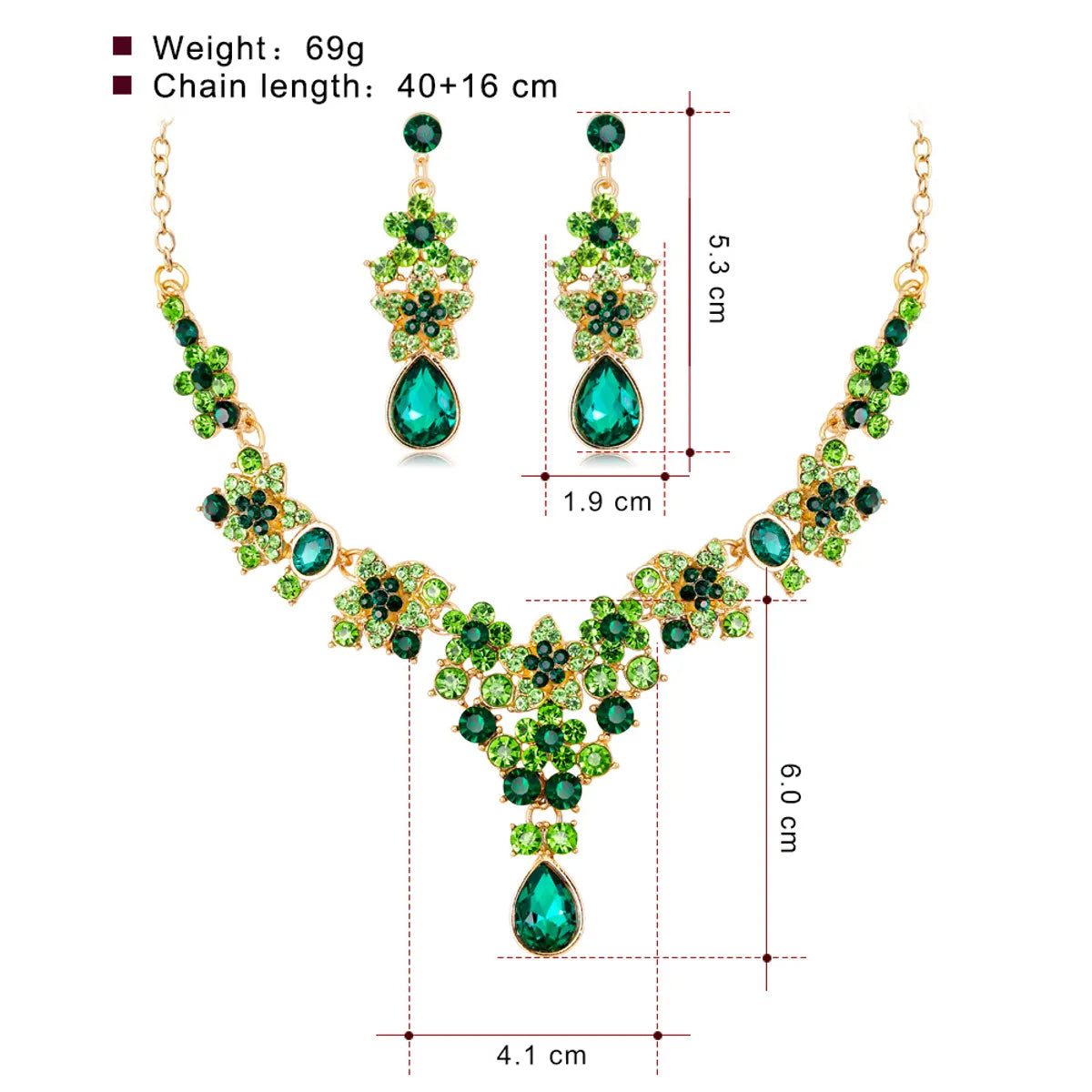 Wedding Geometric Alloy Rhinestones Women'S Earrings Necklace