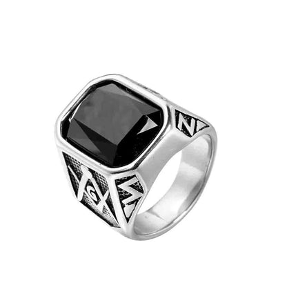 Wedding Rectangle Stainless Steel Inlay Glass Stone 18K Gold Plated Unisex Rings