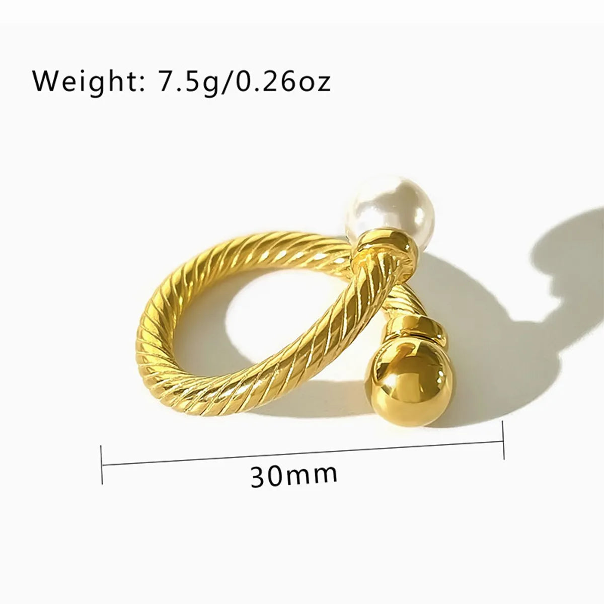 Wedding Romantic Simple Style Cross Stainless Steel Plating Inlay Artificial Pearls 18k Gold Plated Rings