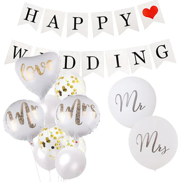 Wedding Season IG Style Letter Heart Shape Aluminum Film Wedding Street Hanging Flag Balloons