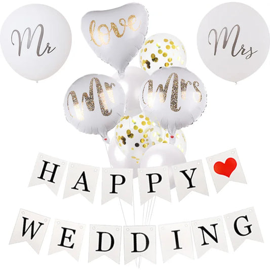 Wedding Season IG Style Letter Heart Shape Aluminum Film Wedding Street Hanging Flag Balloons