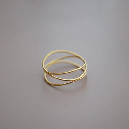 White Gold Plated Gold Plated Sterling Silver Solid Color Lines Rings