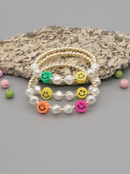 White Imitation Pearl Bohemian Style Soft  Smile Face Bracelet Wholesale Jewelry Nihaojewelry