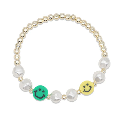 White Imitation Pearl Bohemian Style Soft  Smile Face Bracelet Wholesale Jewelry Nihaojewelry