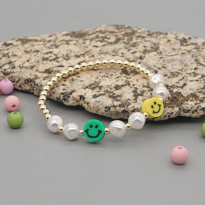 White Imitation Pearl Bohemian Style Soft  Smile Face Bracelet Wholesale Jewelry Nihaojewelry