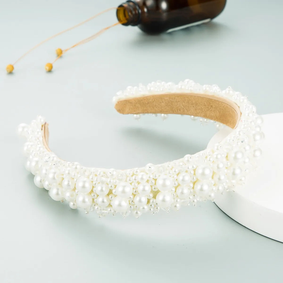 White Pearl Crystal Beaded Headband