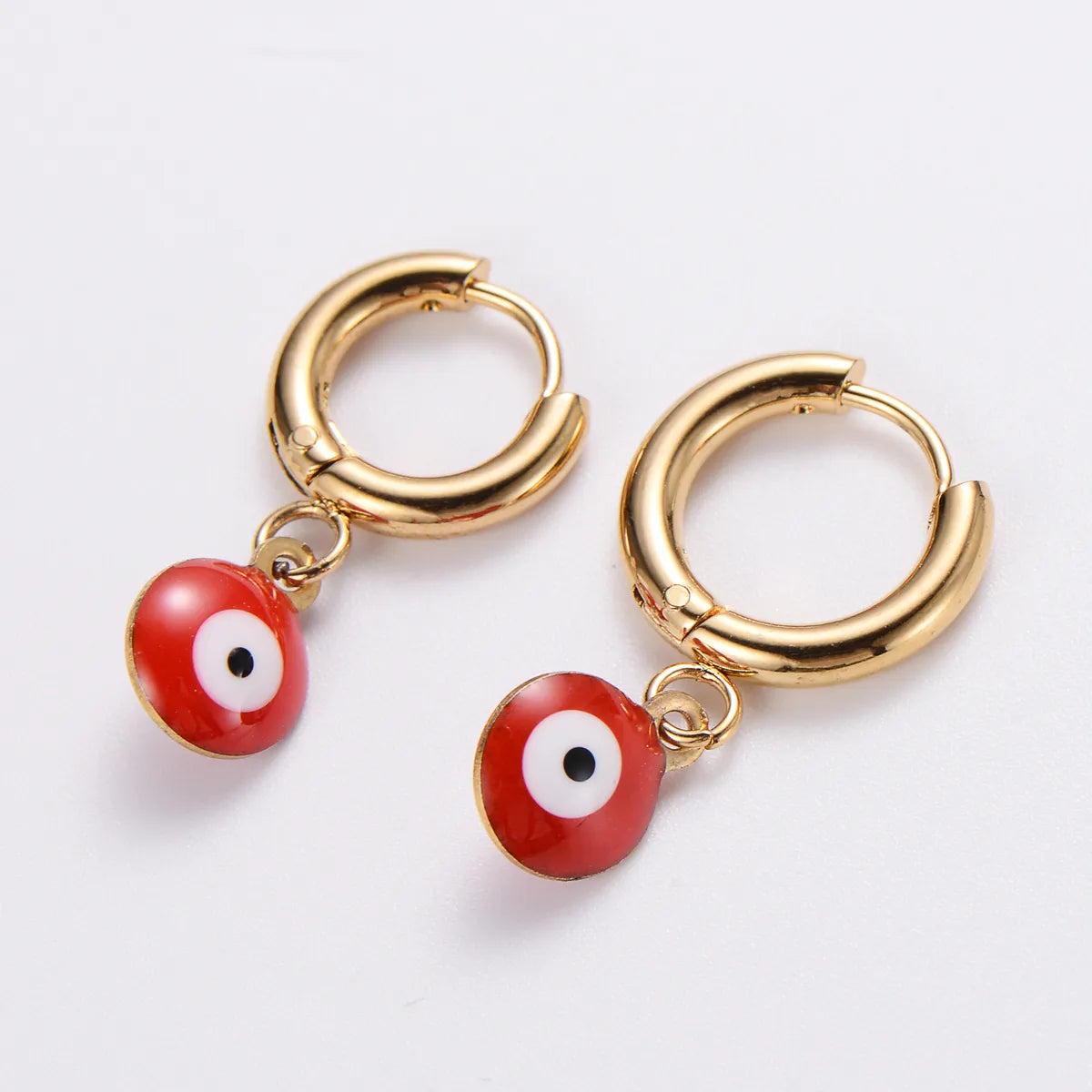 1 Pair Simple Style Devil'S Eye Epoxy Inlay 304 Stainless Steel Resin 18K Gold Plated Drop Earrings