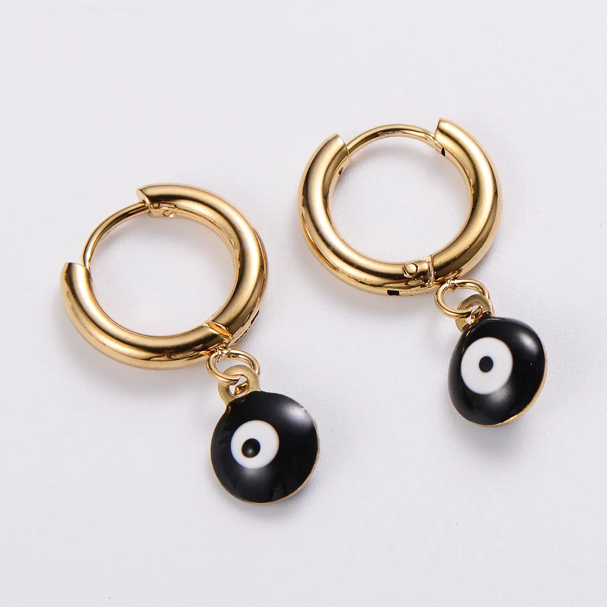 1 Pair Simple Style Devil'S Eye Epoxy Inlay 304 Stainless Steel Resin 18K Gold Plated Drop Earrings