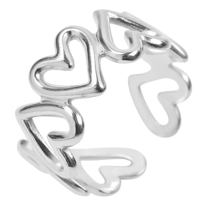 Wholesale Jewelry French Style Heart Shape 304 Stainless Steel 18K Gold Plated Plating Open Ring