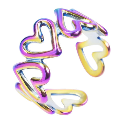 Wholesale Jewelry French Style Heart Shape 304 Stainless Steel 18K Gold Plated Plating Open Ring