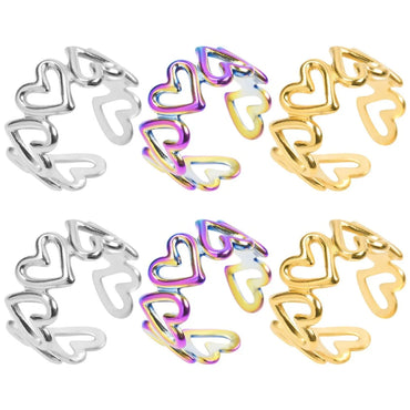 Wholesale Jewelry French Style Heart Shape 304 Stainless Steel 18K Gold Plated Plating Open Ring