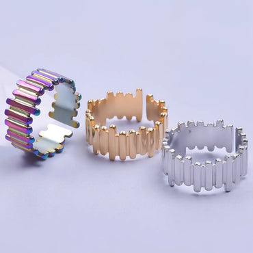 Wholesale 1 Piece Ins Style Stripe Titanium Steel Open Ring