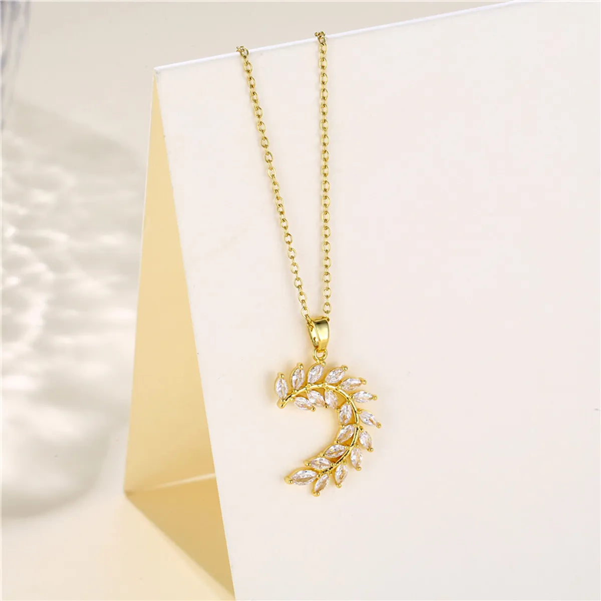 Korean Style Cross Swan Eye Stainless Steel Titanium Steel Plating Inlay Zircon 18k Gold Plated Gold Plated Pendant Necklace