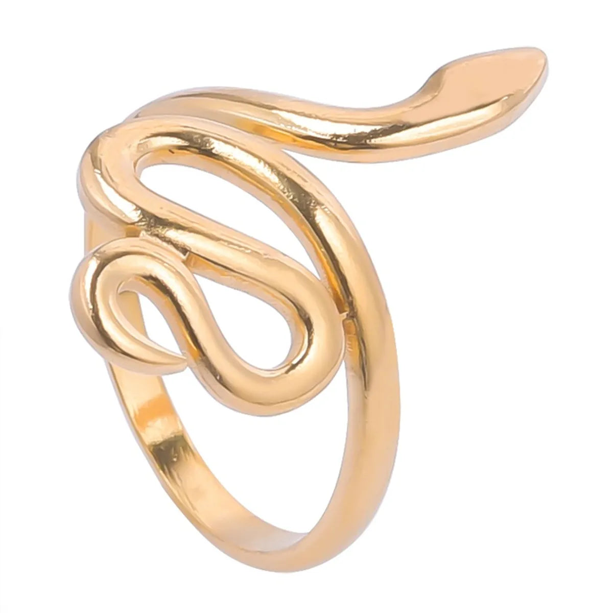 Wholesale Jewelry Lady Snake 304 Stainless Steel 18K Gold Plated Polishing Open Ring