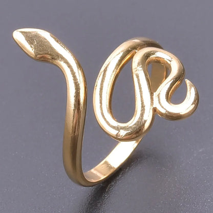 Wholesale Jewelry Lady Snake 304 Stainless Steel 18K Gold Plated Polishing Open Ring