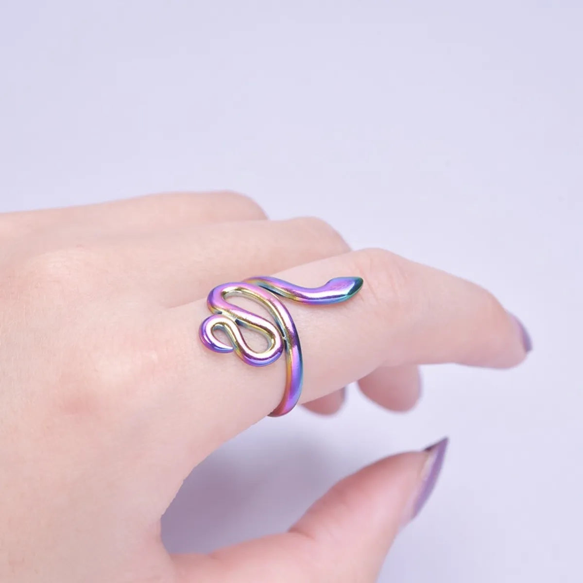 Wholesale Jewelry Lady Snake 304 Stainless Steel 18K Gold Plated Polishing Open Ring