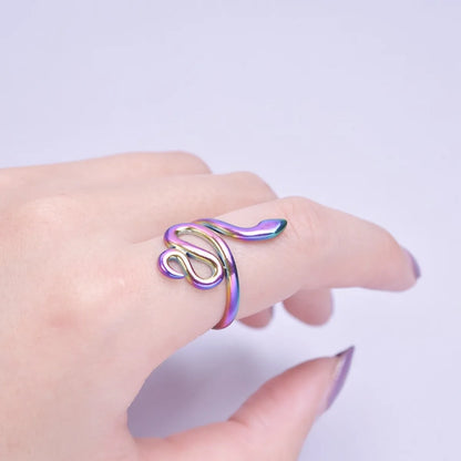 Wholesale Jewelry Lady Snake 304 Stainless Steel 18K Gold Plated Polishing Open Ring