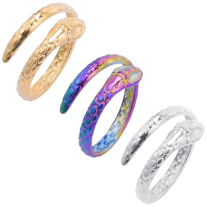 Wholesale 1 Piece Retro Snake Stainless Steel Open Ring