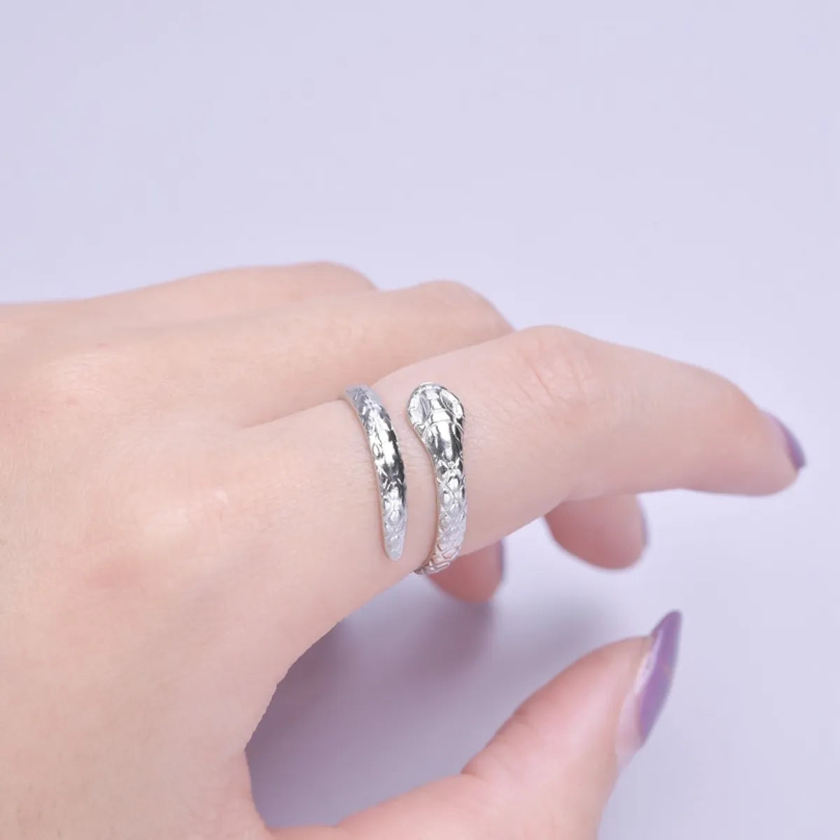 Wholesale 1 Piece Retro Snake Stainless Steel Open Ring